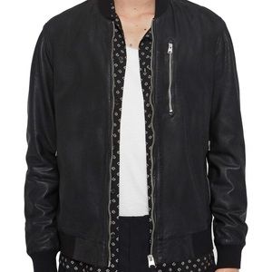 All saints Black leather Kino jacket bomber XL